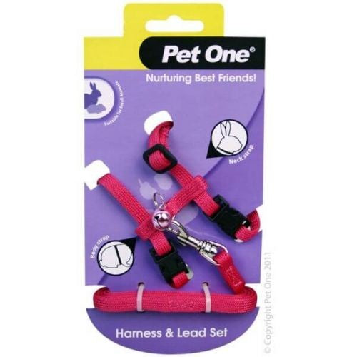 PET ONE SMALL ANIMALS RABBIT & GUINEA PIG HARNESS PINK