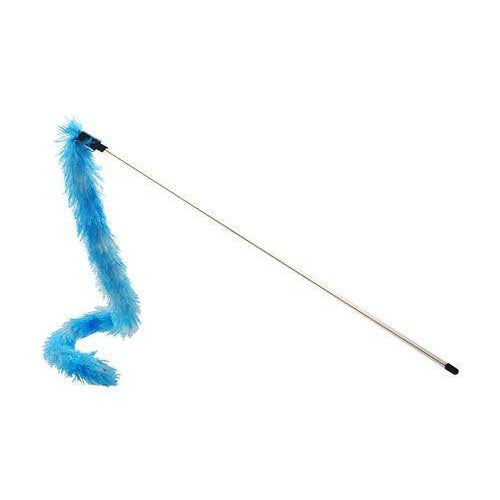 FELINE CARE AUSTRALIA CAT TOY TEASER WAND WITH BLUE FEATHERS