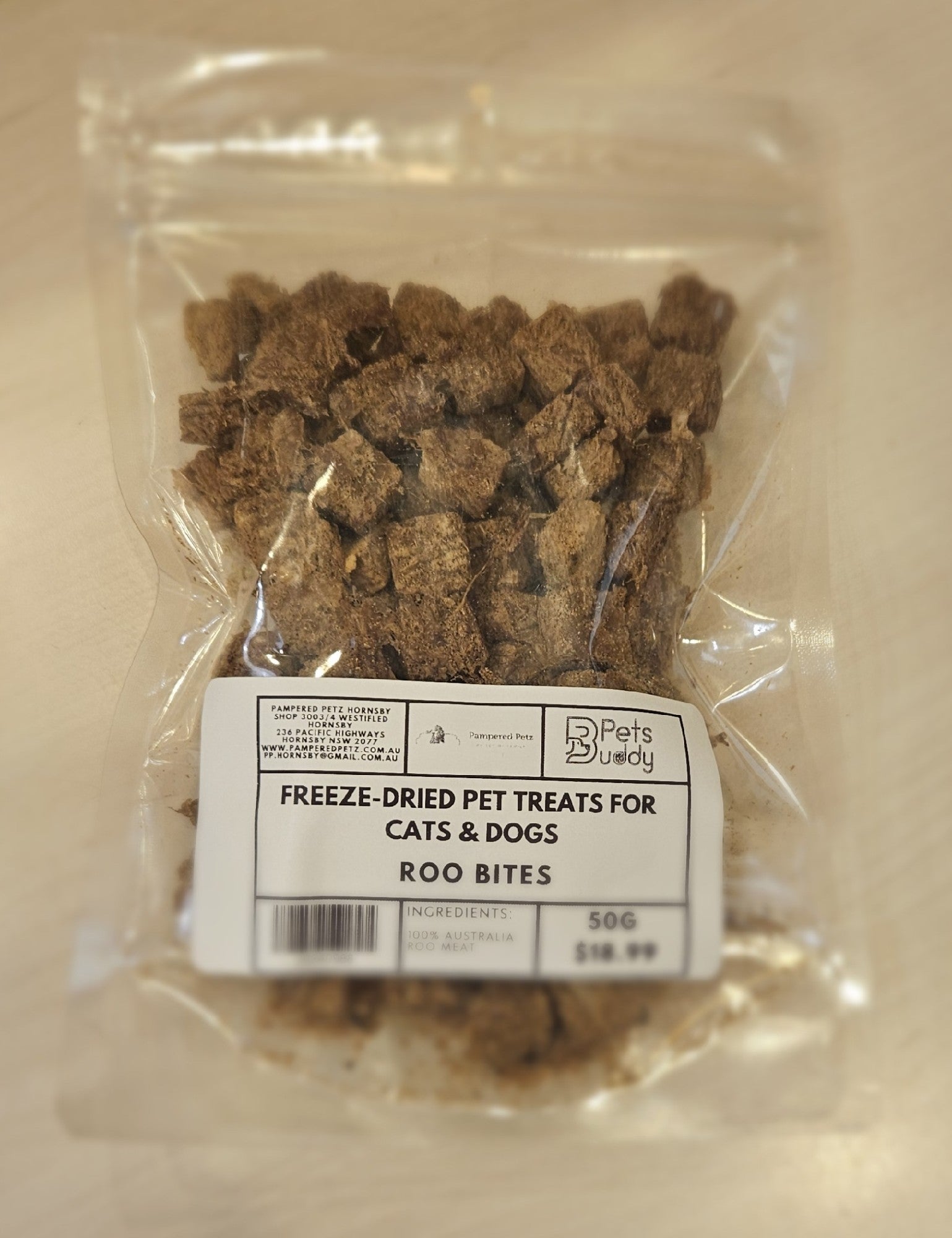 PETSBUDDY Freeze Dried Treats Roo Bites 50g