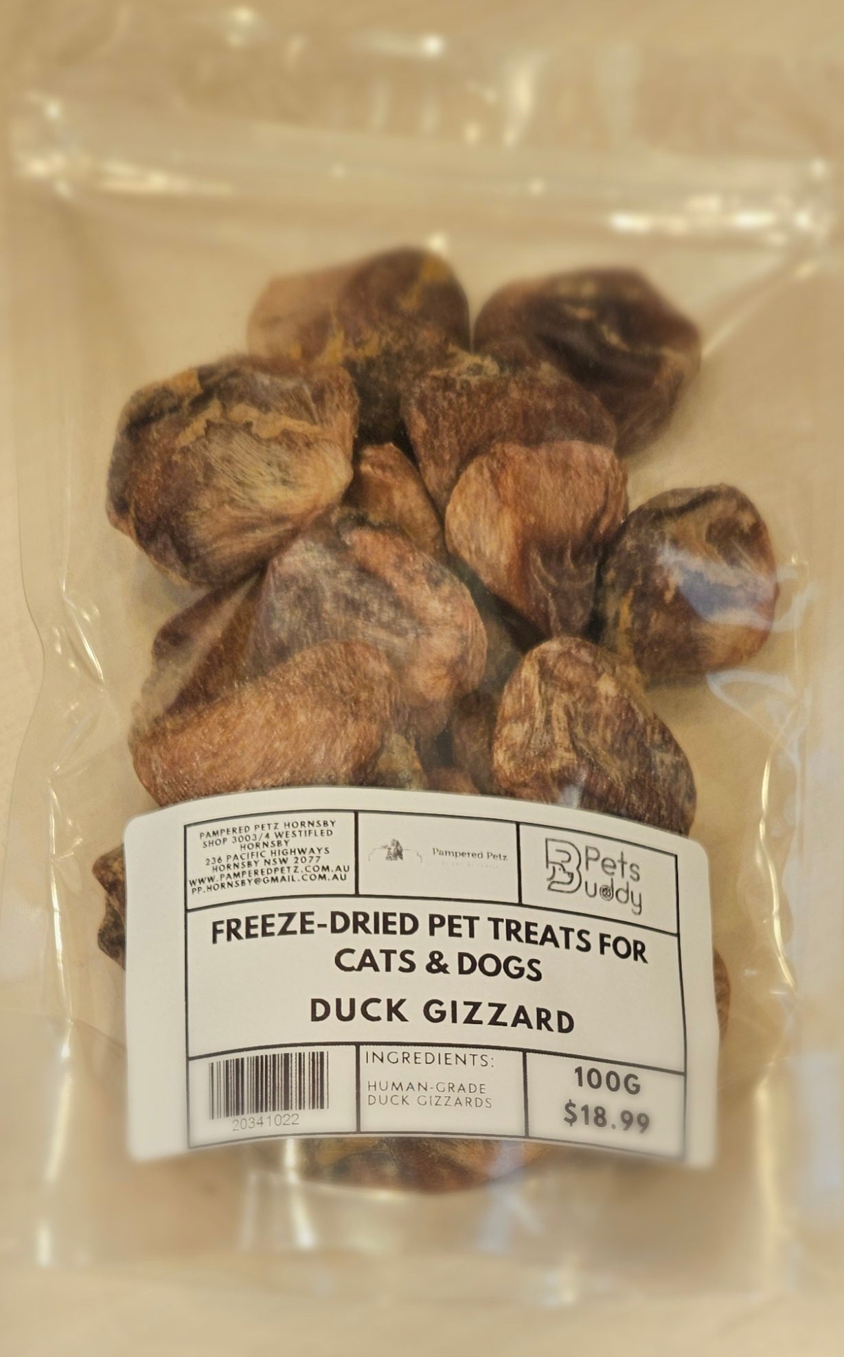 PETSBUDDY Freeze Dried Treats Duck Gizzard 100g