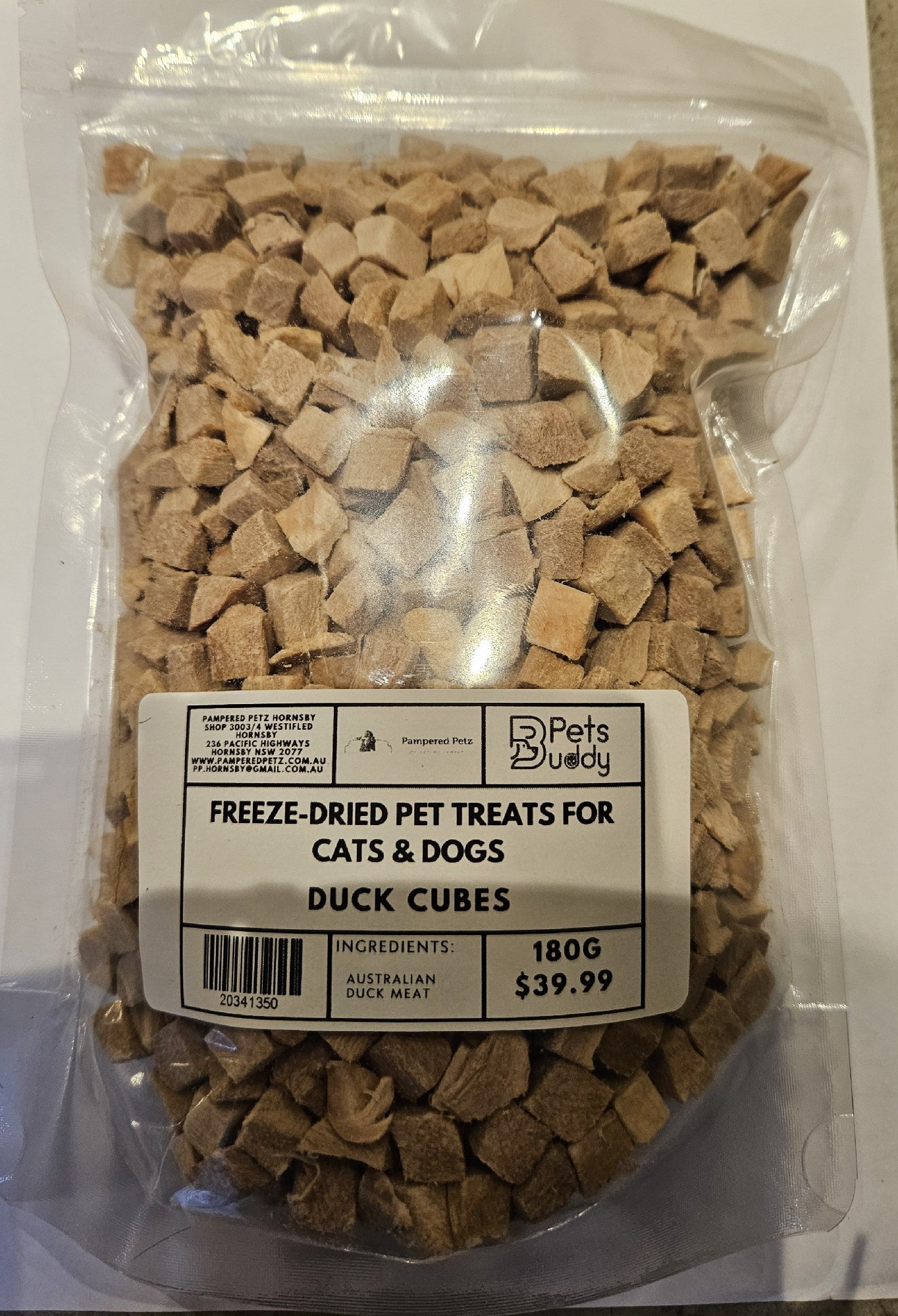 PETSBUDDY Freeze Dried Treats Duck Cubes 180g