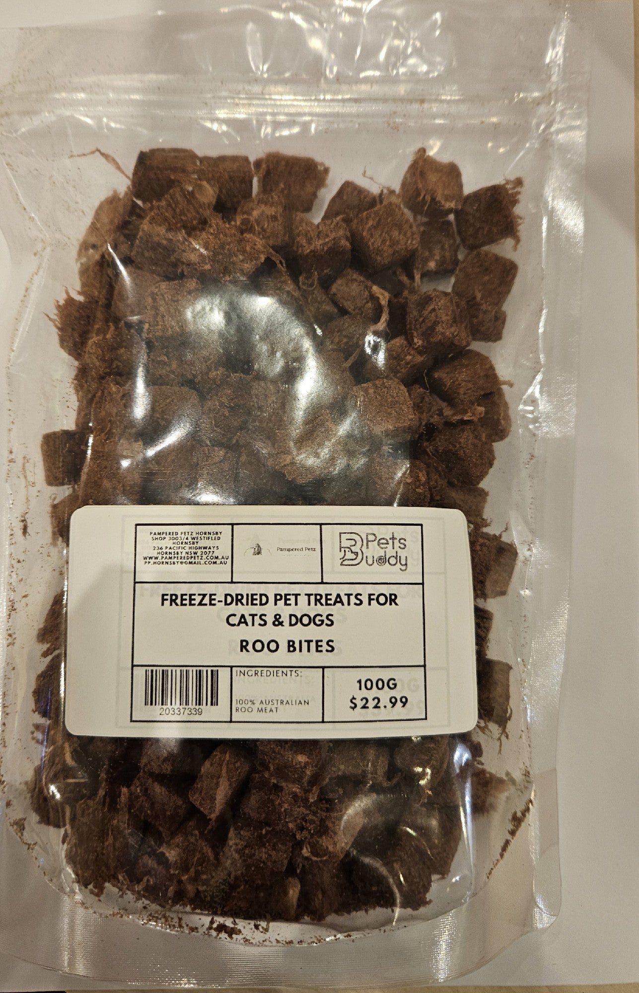 PETSBUDDY Freeze Dried Treats Roo Bites 100g