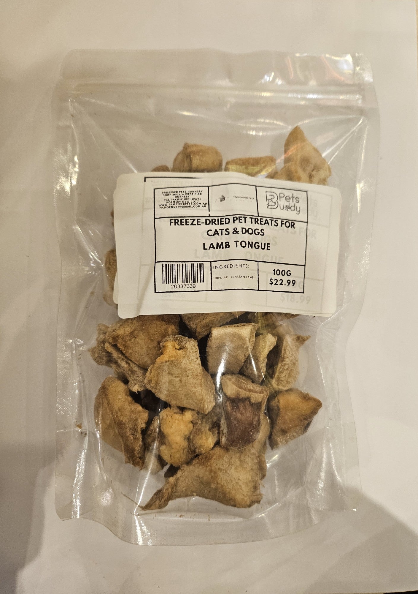 PETSBUDDY Freeze Dried Treats Lamb Tongue 100g