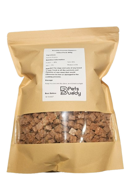 PETSBUDDY Freeze Dried Treats Rosehip Immune Support Duck & Rosehip 800g 