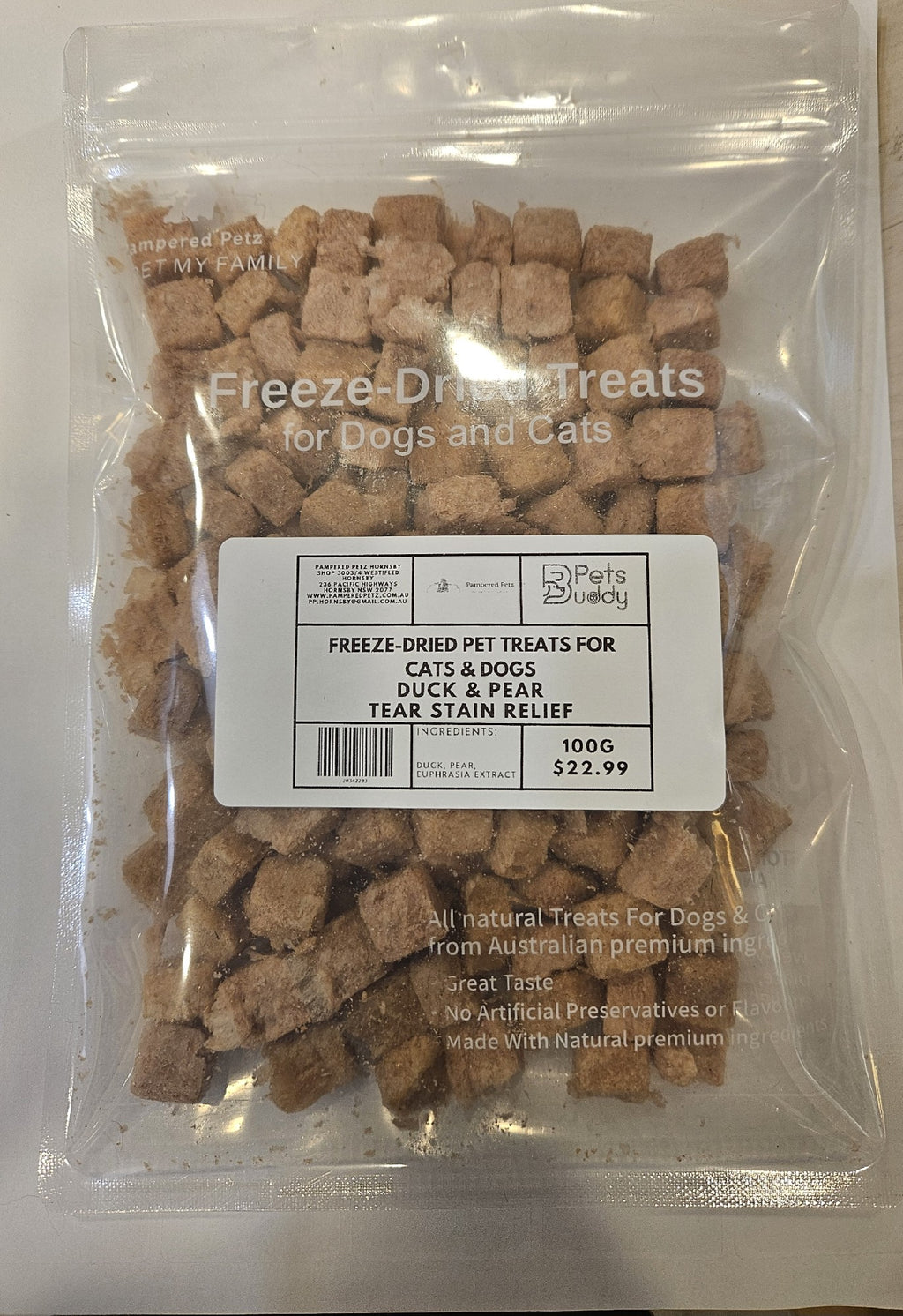 PETSBUDDY Freezedried Treats Duck & Pear 100g 