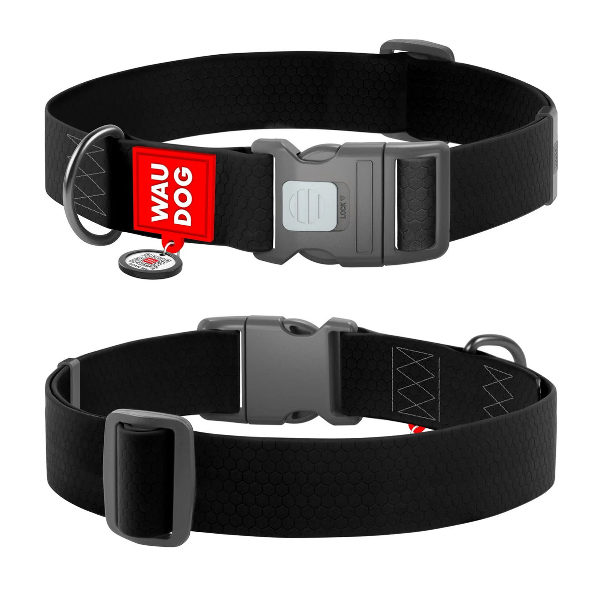 WAUDOG Waterproof Collar With QR Tag 20mm 24-40cm Black