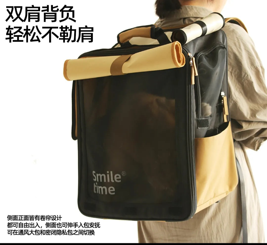 SMILE TIME PET CARRIER BACKPACK LITTLE CURTAIN BOY L38CMXD24CMXH44CM