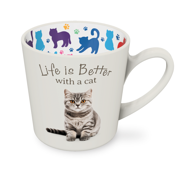 I LOVE MY GREY CAT - BEAUTIFUL ON THE INSIDE MUG
