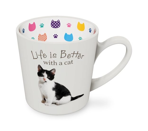 I LOVE MY BLACK AND WHITE CAT - BEAUTIFUL ON THE INSIDE MUG