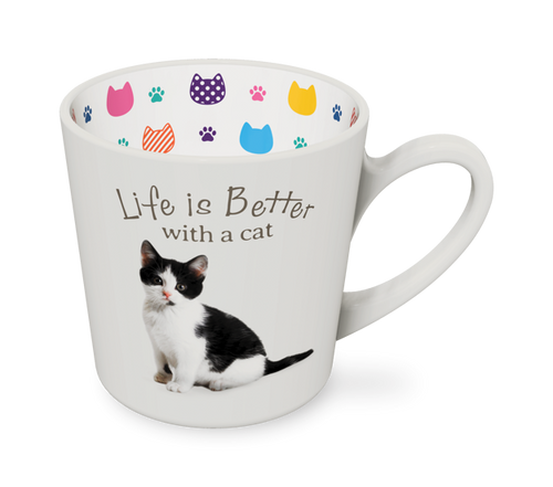 I LOVE MY BLACK AND WHITE CAT - BEAUTIFUL ON THE INSIDE MUG