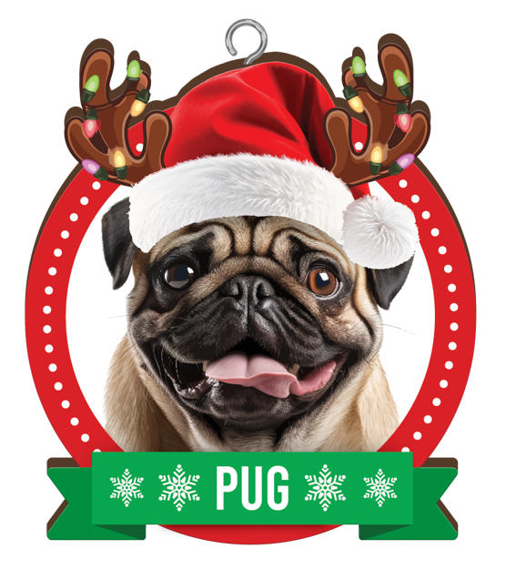 CHRISTMAS IS BETTER WITH A PUG CHRISTMAS ORNAMENTS