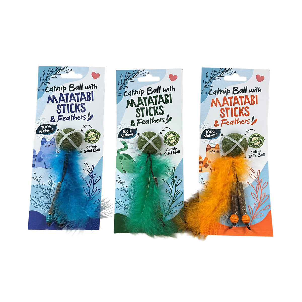 K9 HOMES CATNIP BALL WITH FEATHERS BLUE