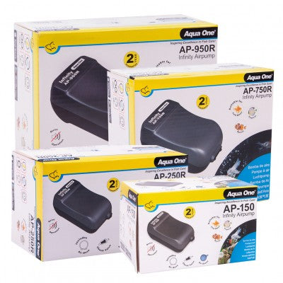 AQUA ONE NFINITY AP150 AIR PUMP SINGLE 100LH W.AIRLINE KIT