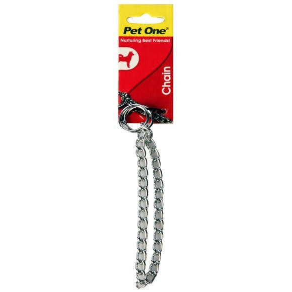 PET ONE CHECK CHAIN COLLAR SILVER 30CM 2MM