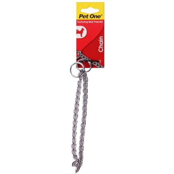 PET ONE CHECK CHAIN COLLAR SILVER 35CM 2MM