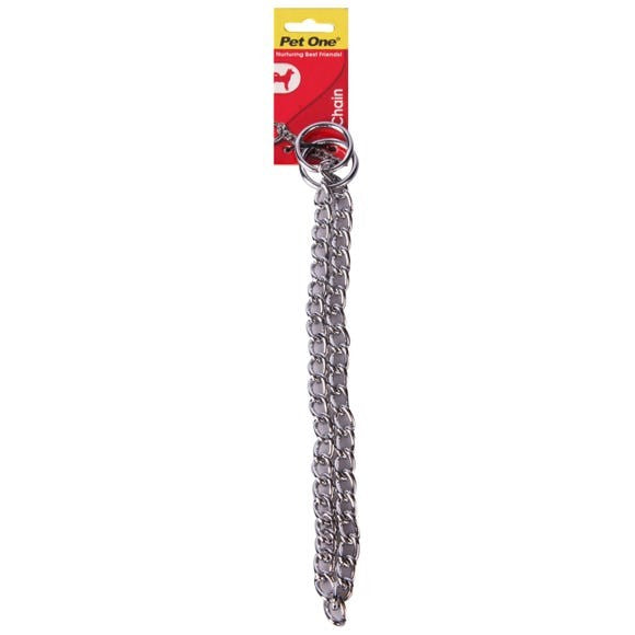 PET ONE CHECK CHAIN COLLAR SILVER 55CM 3MM