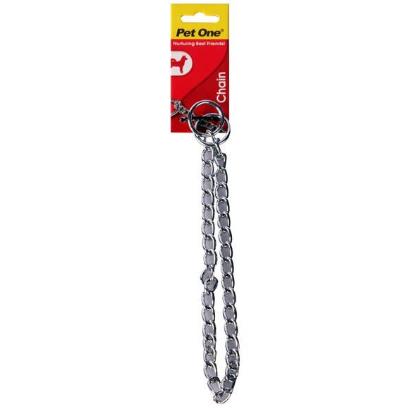 PET ONE CHECK CHAIN COLLAR SILVER 75CM 4MM