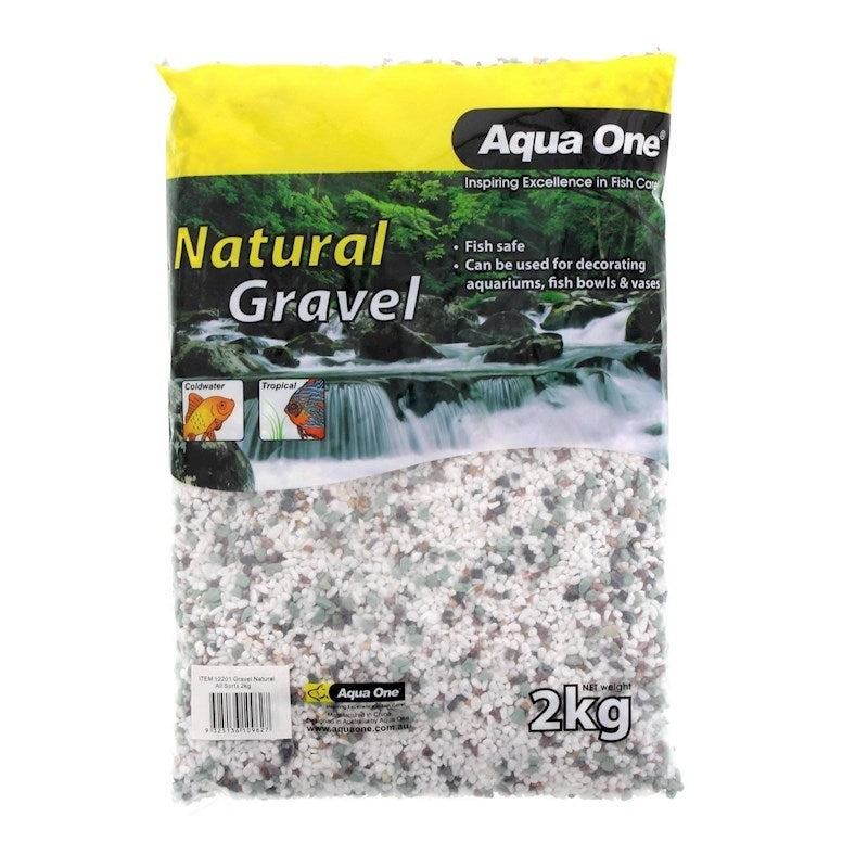 AQUA ONE NATURAL GRAVEL BROWN WHITE 2KG
