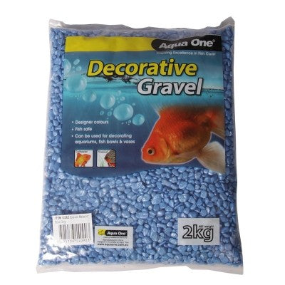 AQUA ONE DECORATIVE AQUARIUM GRAVEL METALLIC BLUE 2KG