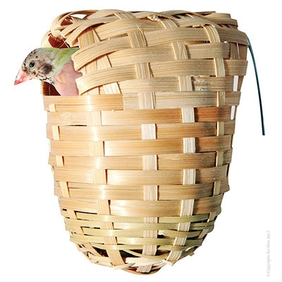 AVI ONE BIRD NEST (FINCH) WICKER WITH HANGING BRACKET (S) 7X10X12CM