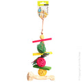 AVI ONE BIRD TOY RATTAN BALLS WITH RAFFIA WOODEN BEADS 34CM