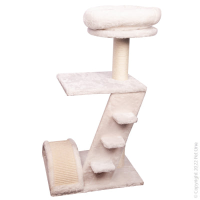 PET ONE SCRATCHING TREE TOWER W/BED, PLATFORM & SCRATCHER WITH STEPS 48X40X90CM (CLICK AND COLLECT AND LOCAL DELIVERY)