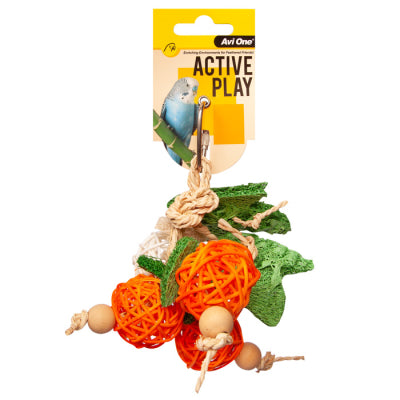 AVI ONE BIRD TOY RATTAN BALL W LOOFA 24CM