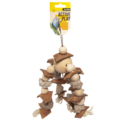 AVIE ONE BIRD TOY PUMICE & COCONUT WITH WOODEN BALLS 30CM