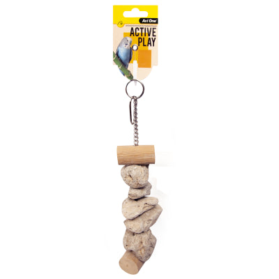AVI ONE BIRD TOY WOOD & PUMICE ROCKS S 32CM