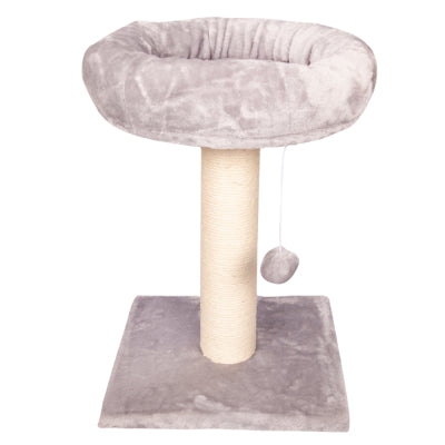 PET ONE SCRATCHING TREE POST W/ BED & BALL 35X35X50CM LIGHT GREY (CLICK & COLLECT ONLY)