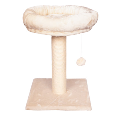 PET ONE SCRATCHING TREE POST W/ BED & BALL 35X35X50CM CREAM 9CLICK & COLLECT ONLY)