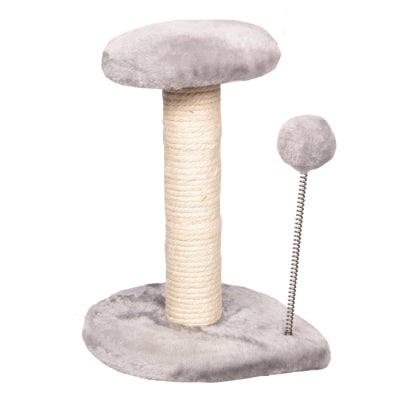 PET ONE SCRATCHING TREE POST W/ PLATFORM & SPRING BALL 20X20X29CM LIGHT GREY (CLICK AND COLLECT ONLY)