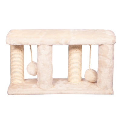 PET ONE SCRATCHING TREE 4 POST W/ 2 BALLS 40X11X22CM CREAM