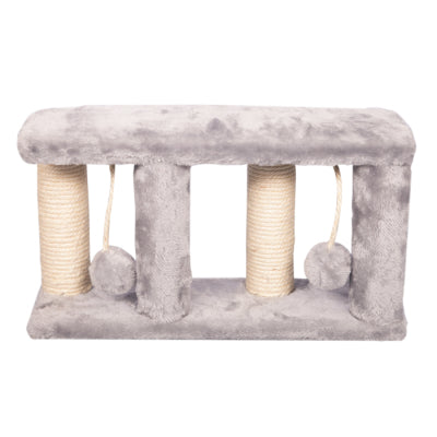 PET ONE SCRATCHING TREE 4 POST W/ 2 BALLS 40X11X22CM LIGHT GREY