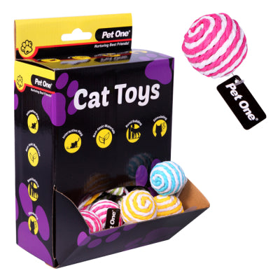 PET ONE CAT TOY PAPER MOUSE & BALL 4.5CM MIX COLOUR 