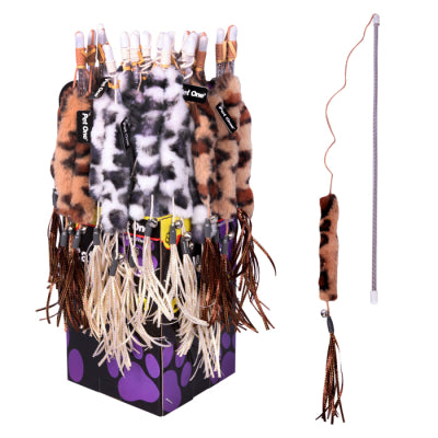 PET ONE CAT TOY WAND KICKER WITH BELL & RIBBON 45CM