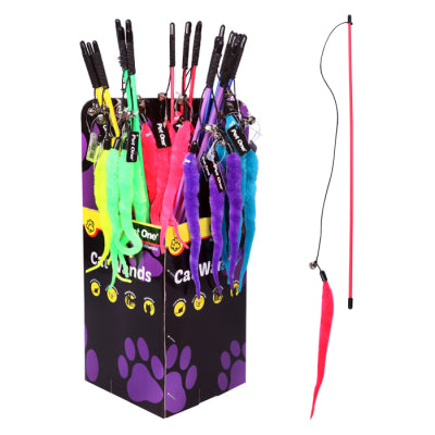 PET ONE CAT TOY WAND WORM WITH BELL 50CM