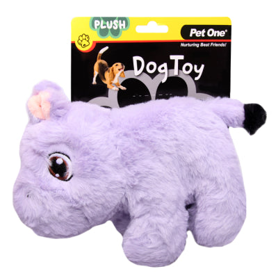 PET ONE DOG TOY PLUSH SQUEAKY HIPPO 20CML