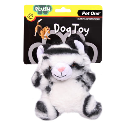 PET ONE DOG TOY PLUSH SQUEAKY WHITE TIGER 15CM