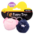 PET ONE DOG TOY PUPPY SQUEAKY SHARK & AXOLOTL BALL 2PCS SET 5.5CM