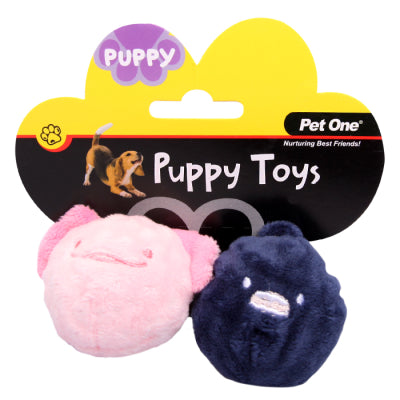 PET ONE DOG TOY PUPPY SQUEAKY SHARK & AXOLOTL BALL 2PCS SET 5.5CM
