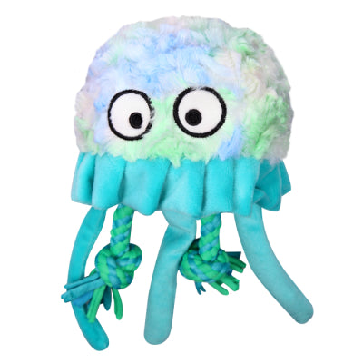 PET ONE DOG TOY PLUSH SQUEAKY JELLYFISH W ROPE 23CN