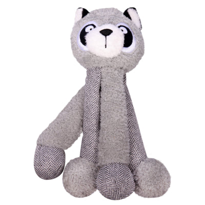 PET ONE DOG TOY PLUSH SQUEAKY RACOON W LONG LEGS
