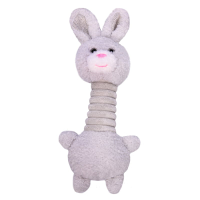 PET ONE DOG TOY PLUSH SQUEAKY BUNNY W LONG NECK
