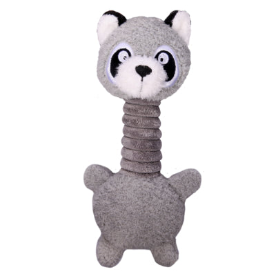 PET ONE DOG TOY PLUSH SQUEAKY RACOON W LONG NECK
