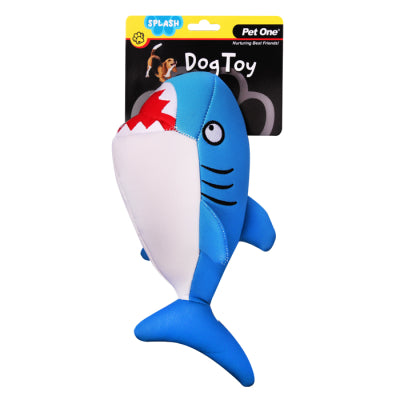 PET ONE DOG TOY SPLASH SQUEAKY SHARK 25.4CM