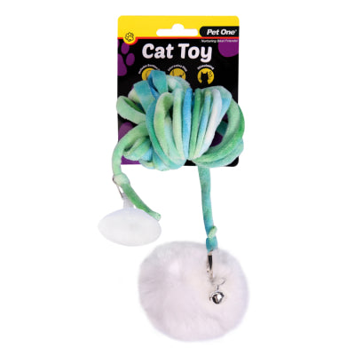 PET ONE Cat Toy Hanging Spring Rope With Ball & Bell 168cml