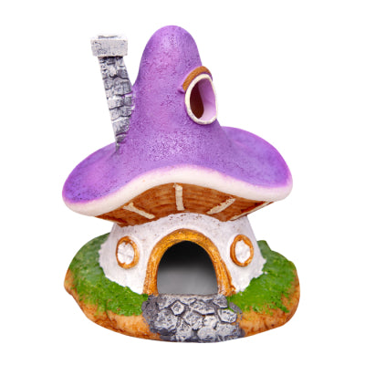 AQUA ONE ORNAMENT ELF MUSHROOM HOUSE PURPLE 8.5CM X 8CM  X 10CMH