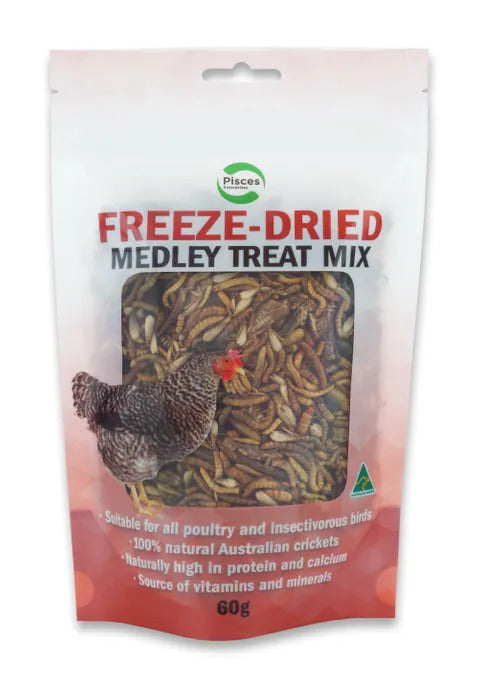PISCES FREEZE DRIED MEDLEY TREAT MIX FOR POULTRY 60G