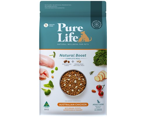 PURE LIFE NATURAL BOOST DRY ADULT DOG CHICKEN 8KG